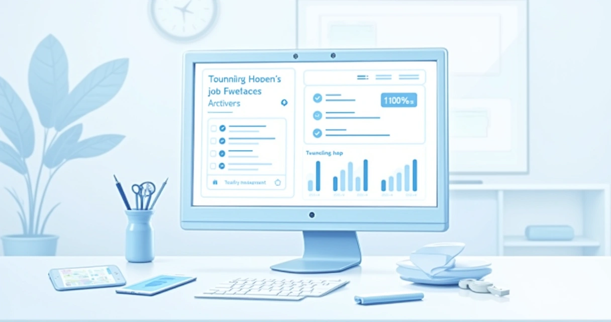 Interface digital de ordem de serviço em tela de computador com checklist e controle de prazos