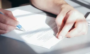 Mãos assinando documento em mesa de oficina representando: Oficina — Aprovação por WhatsApp: o que vale e como anexar na OS